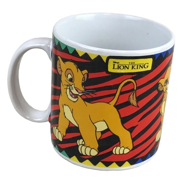 Disney The Lion King Young Simba Posing Red Black Zebra Stripe Cup - Picture 1 of 8